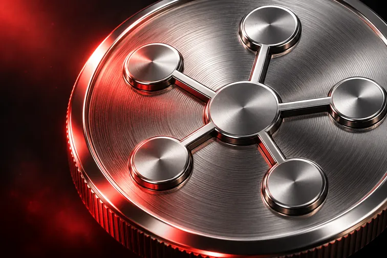 Medalhão 3D de aço com pontos ligados: a rede