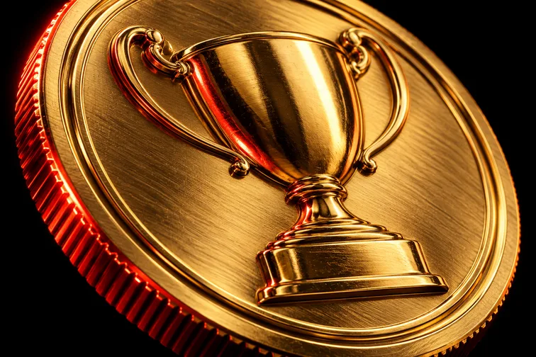 Medalhão 3D com um troféu
